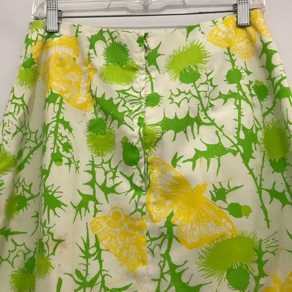 Vintage 60’/70’s Lilly Pulitzer Lime Green And Yellow Skirt W/ Lace Size 12 - Picture 3 of 5